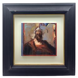 Alan Flood (British 1951-): Rembrandt Collage, oil on board signed 29cm x 31cm