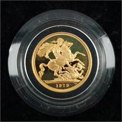 Queen Elizabeth II 1979 gold proof full Sovereign coin, cased