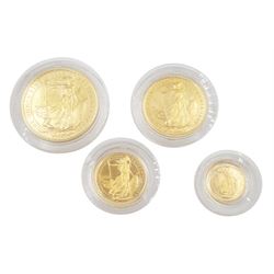 Queen Elizabeth II 1988 Britannia gold proof four coin set, cased with certificate, No. 3091