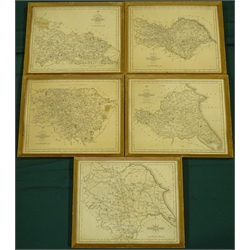 After John Cary (British c.1754-1835): Set five maps of Yorkshire, comprising 'North Riding', 'East Riding', 'West Riding I & II', and an overall view, each 22cm x 27cm