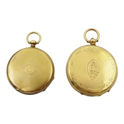  Two continental 18ct gold ladies pocket watches, one stamped K18 the other tested  