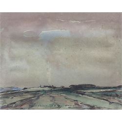 Kershaw Schofield (British 1872-1941): Flatland Landscape, watercolour signed 20cm x 25cm