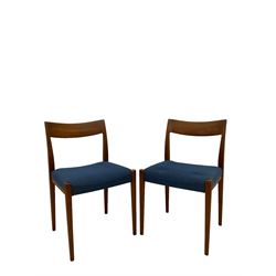 Nils Jonsson for Troeds - Pair of 20th century teak chairs by with upholstered seats, raised on square tapering supports, together with a drop leaf teak table of similar design