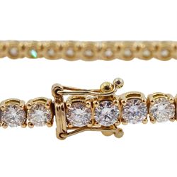 18ct rose gold round brilliant cut diamond line bracelet, hallmarked, total diamond weight approx 7.30 carat