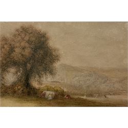 George Arthur Fripp (British 1813-1896): 'Cows in a Landscape Near Bath', watercolour unsigned, inscribed on previous mount 16cm x 24cm
Provenance: Purchased from Vestry Gallery 1993