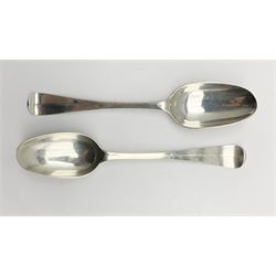 Pair of George II Irish silver Hanoverian pattern table spoons Dublin 1723 Maker Joseph Teafe 4.3oz