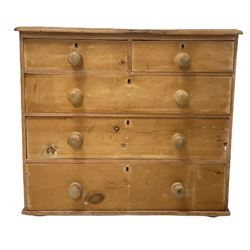 Victorian pine chest, the flat top over two short and three long graduated doors