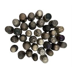Collection of thirty-five Victorian and later silver thimbles, including eleven examples by Charles Horner etc, all hallmarked