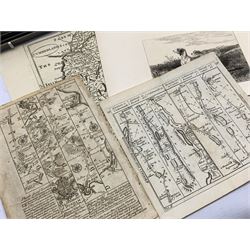 After John Cary (British 1755-1835): 'Cumberland' and 'Westmoreland', two 19th century engraved maps with later hand-colour; together with two Owen and Bowen strip maps of Durham and Carlisle; two further strip maps, three further maps and a John Williams (British 1986) Print 'Domesday England 1086 Eurviscire Nortreding' max 26cm x 34cm