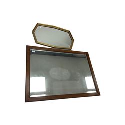 Large mahogany framed wall mirror, rectangular bevelled plate (75cm x 107cm); Gilt framed shaped wall mirror with bevelled plate (74cm x 48cm) (2)