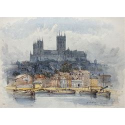 William James Boddy (Brtish 1831-1911): 'At Lincoln', watercolour unsigned, titled and dated June 29 1869 in the artist's hand 21cm x 29cm