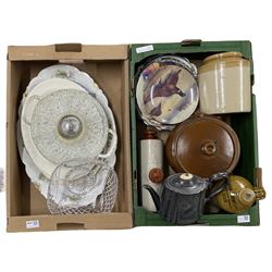 Royal Grafton Game Birds collectors plates, stoneware jars, Limoges and other plates etc in two boxes