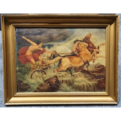 English School (19th century): Neptune's Chariot, oil on board signed with monogram TG and indistinctly dated 39cm x 54cm