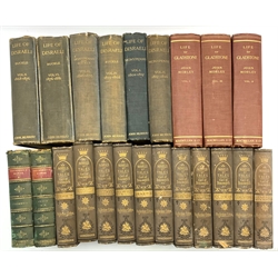 Earl of Beaconsfield - Novels and Tales, Hughendon Edition, eleven volumes 1882 with crested boards, Monypenny - Life of Disraeli in six volumes 1910 and John Morley - Life of Gladstone in three volumes 1903  1st Edition