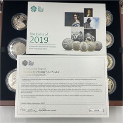 The Royal Mint United Kingdom 2019 premium proof coin set, boxed with certificate