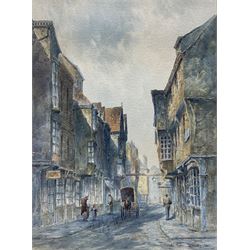 Thomas 'Tom' Dudley (British 1857-1935): 'Stonegate - York', watercolour signed titled and dated 1887, 30cm x 22cm