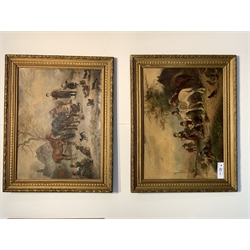 Pair of Victorian oleographs of rural scenes, in gilt frames, 35cm x 49cm