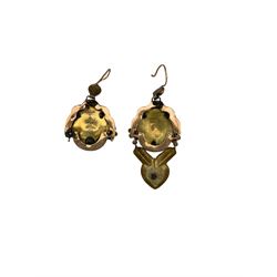 Pair of 19th century Russian gold earrings, with foliate decoration, stamped 56 