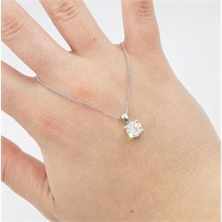 18ct white gold single stone round brilliant cut diamond pendant necklace, diamond approx 1.15 carat