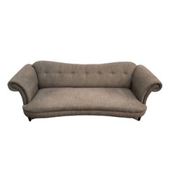 Lounge suite, comprising of one four seater sofa (W, 245cm) with buttoned back in grey fabric with matching chair (W, 85cm) and 'loveseat' two seater sofa in chequered fabric (W, 155cm) 