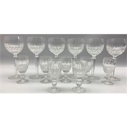Set of six Waterford Colleen pattern wine glasses and seven matching sherry glasses