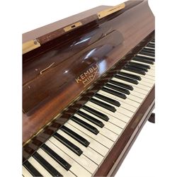 Kemble Minx upright miniature piano in a mahogany case W135cm, H90cm, D55cm 