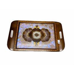 South American butterfly wing two handled tray