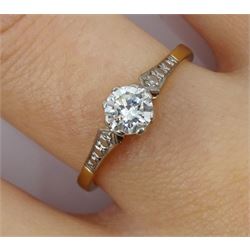 Gold single stone diamond ring, stamped 18ct & Pt, diamond approx 0.35 carat