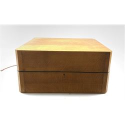 Connoisseur three speed variable record deck housed in oak case with canted corners, L51cm x H25cm 