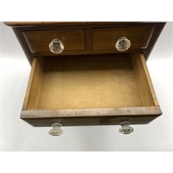 Victorian mahogany small chest of three long and two short drawers on a plinth base H39cm x  W30cm 