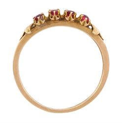 Early 20th century 18ct rose gold seed pearl and paste pink stone set ring