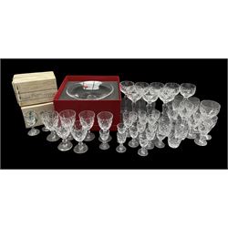 Baccarat glass fruit bowl on short pedestal foot D23cm, boxed, quantity of Stuart table glass including hock , liqueur, sherry etc 34 pieces and 13 pieces of Webb Corbett table glass