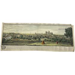 Samuel Buck (British 1696-1779) and Nathaniel Buck (British 18th century): 'The South-East Prospect of the City of York', engraving with hand colouring pub. c1745, 80cm x 30cm (unframed)