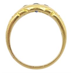Early 20th century gold sapphire and old cut diamond diamond ring, stamped 18ct