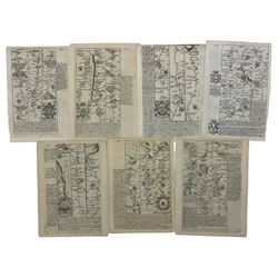 Emanuel Bowen (British 1694-1767) and John Owen (British fl. 1720-1764) after John Ogilby (British 1600-1676): 'The Road from London to Carlisle' and others, collection fifteen 18th century strip maps 20cm x 15cm (15) (unframed)