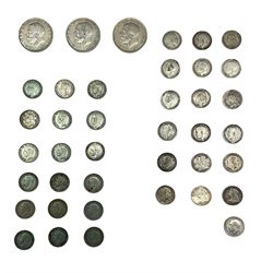 Approximately 55 grams of pre 1920 Great British silver coins and approximately 25 grams of pre 1947 Great British silver threepence pieces