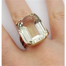 9ct rose gold single stone emerald cut citrine ring