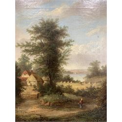 William Yates (British 19th century): Harvest Field, oil on canvas 45cm x 34cm