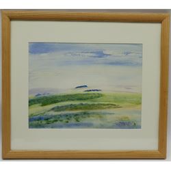 Marie Walker Last (British 1917-2017): 'Landscape Spring', mixed media on paper signed and titled on label verso 27cm x 36cm
Provenance: exh. Priory Painters Exhibition May 2003, label verso