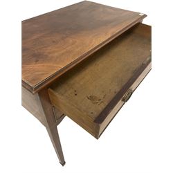 George III mahogany lowboy table, fitted with one long and two short drawers, raised on square tapering supports with peg feet 