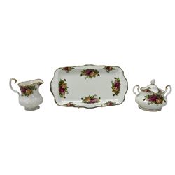 Royal Albert Old Country Roses tea set comprising eight cups and saucers, two tier cake stand, tea pot, sugar bowl and cover, milk jug, serving plate and a pair of matching vases H15cm (23)
