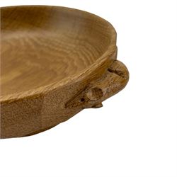 Mouseman - tooled oak nut bowl, carved with mouse signature, by the workshop of Robert Thompson, Kilburn 