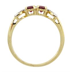 9ct gold garnet diamond ring, hallmarked