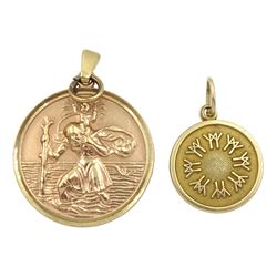 9ct gold St Christopher pendant, hallmarked and one other pendant stamped 14K