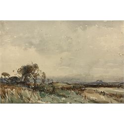 Kershaw Schofield (British 1872-1941): Flatland Landscape, watercolour signed 26cm x 39cm (unframed)

