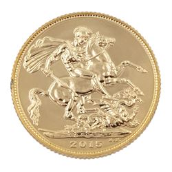 Queen Elizabeth II 2015 gold full sovereign coin 