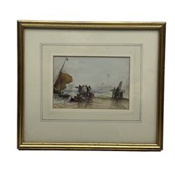 William James Callcott (British fl.1843-1890): Figures on the Quayside, watercolour signed 11cm x 17cm; Bernard Foster (British 19th/early 20th century): Two Ladies at the Well, watercolour signed 23cm x 33cm (2)