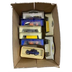 Vanguards Ford Anglia, boxed together with other diecast cars including Royal National Lifeboats, Warburtons, Branston etc. in one box