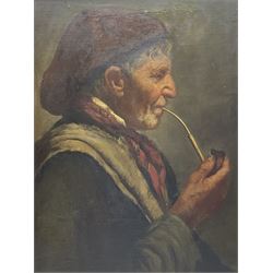 Italian School (19th century): Portrait of a Man Smoking a Pipe, oil on canvas laid onto board unsigned 60cm x 45cm