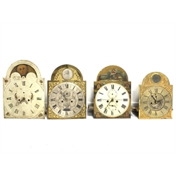  Four 19th century longcase clock movements and dials,   